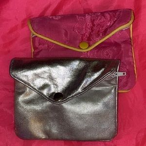 Vintage Designer Jewellery Snap Zipper Bags 2 colours Silver and Pink both lot